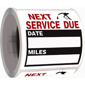 Oil Change Stickers，Service Reminder Labels, Auto Maintenance Service Due Reminder Stickers Labels，2 x 2 Inch, 1 Roll (Black)