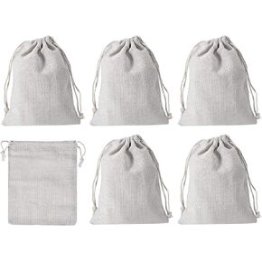PATIKIL 6"x5" Coin Sacks Bag, 6 Pack Bank Coin Deposit Change Transit Bags Canvas Money Bag with Drawstring Gift Bag Style 1, White