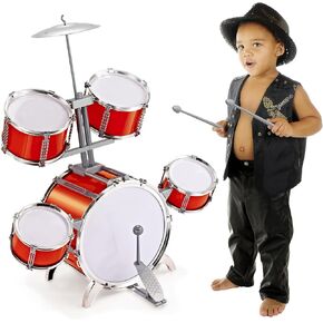 مجموعة طبول للأطفال من كونتيكسو KD1 - مجموعة طبول الجاز للأطفال الصغار مع 5 قطع طبول، مجموعة ألعاب الطبل مع عصي الطبل، مجموعة طبول ألعاب الآلات الموسيقية، هدية للأعمار 3 4 5 6 7 8 9 10 سنوات للأولاد والبنات in Kuwait