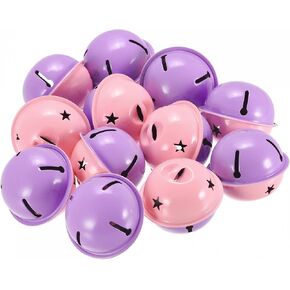 uxcell Jingle Bells, 64pcs 40mm Colorful Craft Christmas Jingle Bell with Star Cutouts for DIY, Christmas Holiday Party Decoration, Key Chain, Yellow/Orange