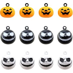 Honbay 12PCS Halloween Decorations Ornaments Pumpkin Bells Ghost Skull Bells for Halloween Tree, Earrings, Pet Collar, Keychain, Wind Chimes, DIY Crafts, etc