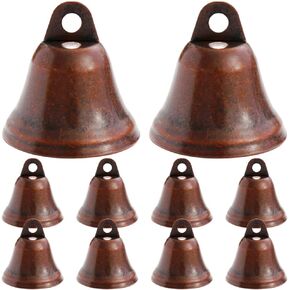 FOMIYES Christmas Bells: Decorative Jingle Bells - 10Pcs Vintage Christmas Decor Bells, Rustic Lucky Christmas Decorative Cow Bells Hanging Bell Ornaments DIY Bell Crafts