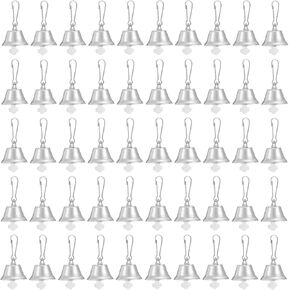 PATIKIL Mini Craft Bells, 50 Pcs Jingle Bells 1" Metal Hanging Bells with 0.9" Spring Hooks for DIY Party Wedding Home Decoration Christmas, Red