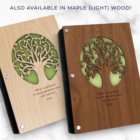Handmade Personal Notebook with Tree of Life, Unique Professional Notebook for Work, Spirituality, Positivity, Self Care, Dream Journal, Handcrafted, Lined Paper, Walnut Wood Cover in Saudi Arabia