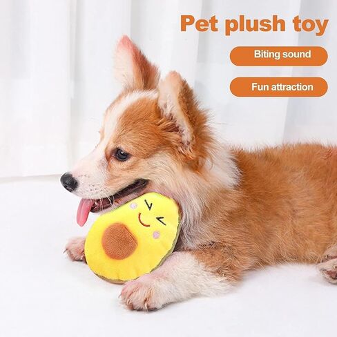 1Pc Yellow Dog Chew Toy, Avocado Creative Pet Toy, Soft Plush Avocado Shape Tooth Cleaning Dog Chew Toys for Puppy, Small, Middle, Big Dogs,Dog Squeaky Toys in Kuwait