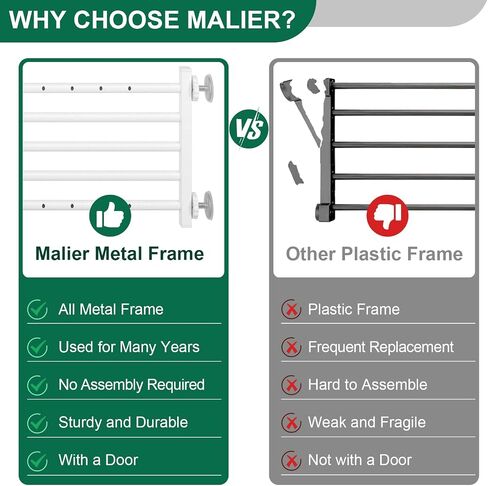 Malier Metal Dog Gate with Door, 26"-41" Width Expandable Dog Gate Short Pet Gate for Stairs and Doorways, Pressure Mount Step Over Indoor Dog Gates for Small Dogs Puppy (Black, 10''H × 26''- 41''W) in Saudi Arabia