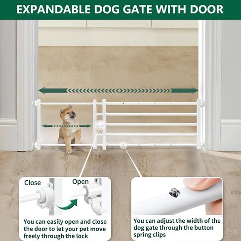 Malier Metal Dog Gate with Door, 26"-41" Width Expandable Dog Gate Short Pet Gate for Stairs and Doorways, Pressure Mount Step Over Indoor Dog Gates for Small Dogs Puppy (Black, 10''H × 26''- 41''W) in Saudi Arabia