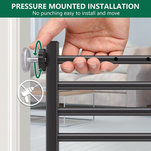 Malier Metal Dog Gate with Door, 26"-41" Width Expandable Dog Gate Short Pet Gate for Stairs and Doorways, Pressure Mount Step Over Indoor Dog Gates for Small Dogs Puppy (Black, 10''H × 26''- 41''W) in Saudi Arabia