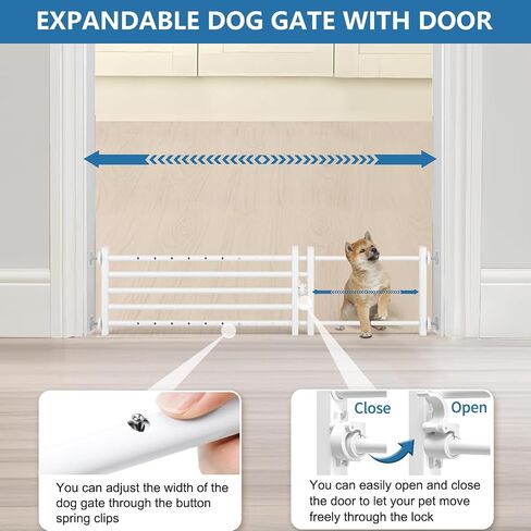 Malier Dog Gate with a Small Door, Extra Wide All Metal Short Dog Gate Pet Gate for Stairs, 10'' Tall Pressure Mount Easy Step Over Puppy Gate Low Gate for Doorways in Saudi Arabia
