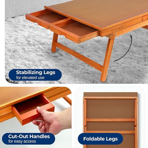 SereneLife Wooden Jigsaw Puzzle Table - Puzzle Organizer Game Table with 6 Removable Sliding Storage Drawers and Foldable Legs, Smooth Plateau Fiberboard Work Surface and Hardwood, 27 x 35 in in Saudi Arabia