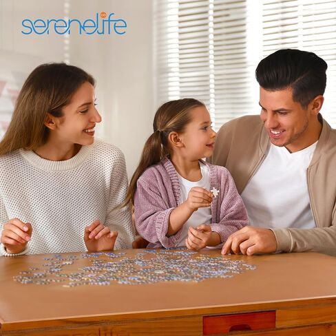 SereneLife Wooden Jigsaw Puzzle Table - Puzzle Organizer Game Table with 6 Removable Sliding Storage Drawers and Foldable Legs, Smooth Plateau Fiberboard Work Surface and Hardwood, 27 x 35 in in Saudi Arabia