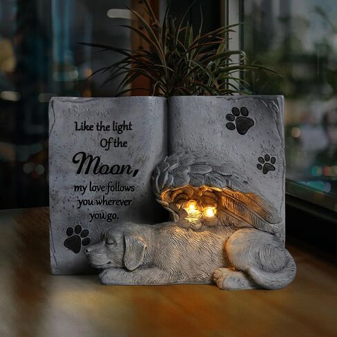 Solar Dog Angel Statue, Pet Dog Memorial Stone, Dog Memorial Gifts Or Garden Memorial Stone-Like The Light of The Moon... in Saudi Arabia