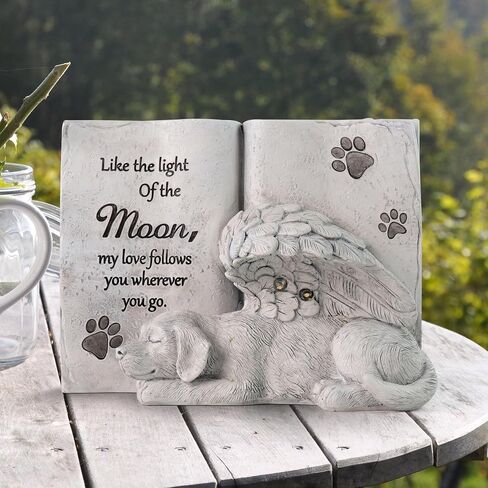 Solar Dog Angel Statue, Pet Dog Memorial Stone, Dog Memorial Gifts Or Garden Memorial Stone-Like The Light of The Moon... in Saudi Arabia