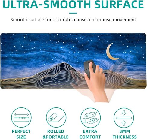 لوحة ماوس ألعاب كبيرة بموجات البحر اليابانية للمكتب، سجادة مكتب بحواف مدرزة، وسادة مكتب مقاومة للماء، قاعدة مطاطية غير قابلة للانزلاق، لوحة مفاتيح كمبيوتر مقاس 31.5 × 11.8 بوصة، لوحة ماوس كبيرة XL in Kuwait