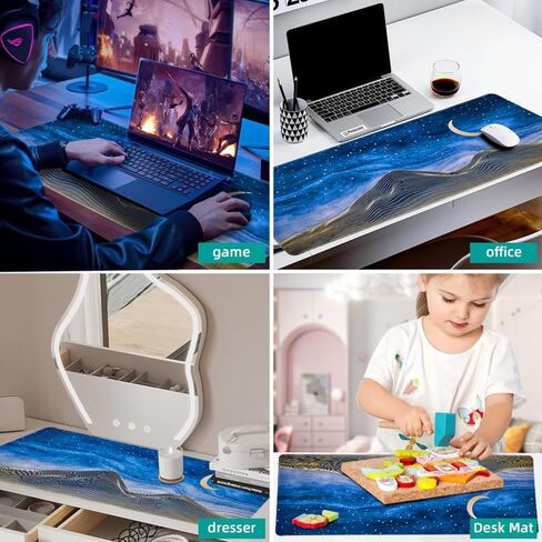لوحة ماوس ألعاب كبيرة بموجات البحر اليابانية للمكتب، سجادة مكتب بحواف مدرزة، وسادة مكتب مقاومة للماء، قاعدة مطاطية غير قابلة للانزلاق، لوحة مفاتيح كمبيوتر مقاس 31.5 × 11.8 بوصة، لوحة ماوس كبيرة XL in Kuwait
