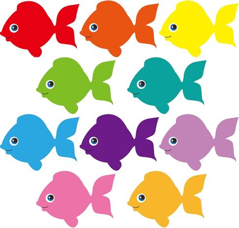 Eaasty 200 Pieces Fish Paper Cutouts 3.15 Inch/6 Inch Classroom Bulletin Board Decorations Colorful Fish Shape Accents Fish Die Cuts for Wall Decor School Party Supply Teachers DIY Craft(3.15 Inch) in Kuwait