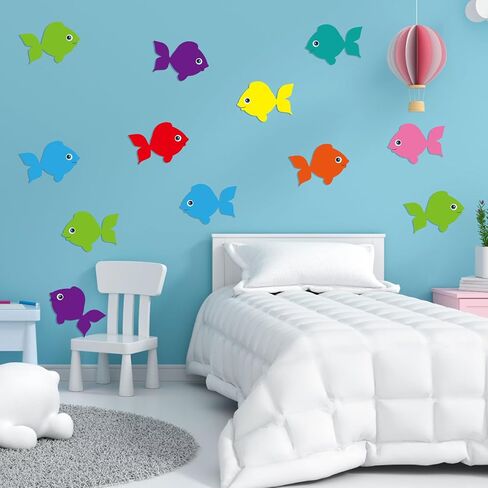 Eaasty 200 Pieces Fish Paper Cutouts 3.15 Inch/6 Inch Classroom Bulletin Board Decorations Colorful Fish Shape Accents Fish Die Cuts for Wall Decor School Party Supply Teachers DIY Craft(3.15 Inch) in Kuwait