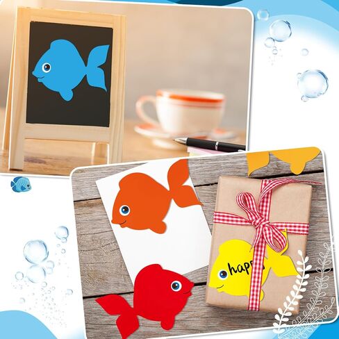Eaasty 200 Pieces Fish Paper Cutouts 3.15 Inch/6 Inch Classroom Bulletin Board Decorations Colorful Fish Shape Accents Fish Die Cuts for Wall Decor School Party Supply Teachers DIY Craft(3.15 Inch) in Kuwait