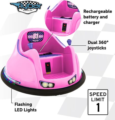 سيارة ممتص الصدمات Flybar FunPark 6V للأطفال الصغار، سيارة ممتصة للصدمات للأطفال، سيارة كهربائية للأطفال الصغار، سيارة ممتصة للصدمات للأطفال، للأعمار من 1.5 إلى 4 سنوات، أضواء LED، تدور 360 درجة، تدعم ما يصل إلى 66 رطلاً (بدون جهاز تحكم عن بعد) in Kuwait