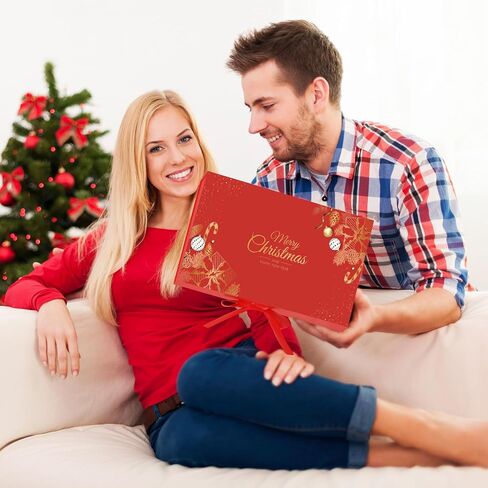 GIFTHOPE Christmas Magnetic Gift Boxes with Golden Pattern，12.6 * 7.9 * 4.4 Inchs Green Unique Design Christmas Boxes with Lids for Gifts，large Paper Gift Box for Christmas Wrapping Gifts（1PC-Thicken） in Saudi Arabia