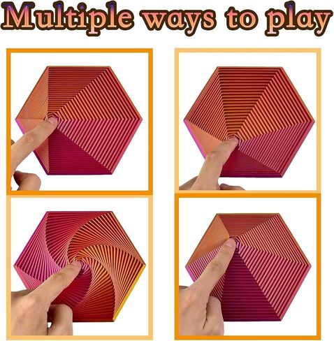 Fractal Fidget Hexagon, 3D Printed Colorful Fidget Toy, Infinity Cube Fidget Toy, 3D Anti-Anxiety and Stress Relief Pocket Size Toy for Kids & Adults (Muticolor, L: 4.92 Inches) in Saudi Arabia