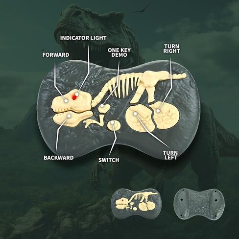 PowerTRC RC Dinosaur - Realistic Jurassic Remote Control Dinosaur with 3D Eye, Roaring Sound & LED Light, Velociraptor Remote Control, RC Raptor, USB Rechargeable RC Dinosaurs Toys for Boys, Gray in Saudi Arabia