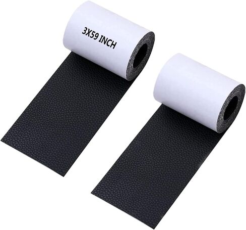Leather Repair Tape, 2 Pack 3x59 Inch Patch Leather Adhesive Patches kit for Sofas, Couches Car Seats, Furniture, Handbags, Jackets, Shoes Fabric Fix Tear (Black) in Saudi Arabia