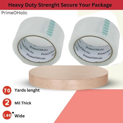 Heavy Duty Clear Packing Tape 2 Rolls, 1.88" x 70 Yards, Thicker Acrylic Adhesive for Shipping, Packaging, Moving, Sealing, High Toughness & Transparency, 2.0 Mil (2 Rolls) (2) in Saudi Arabia