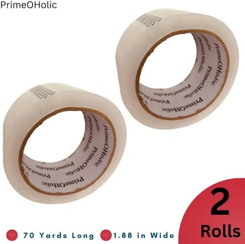 Heavy Duty Clear Packing Tape 2 Rolls, 1.88" x 70 Yards, Thicker Acrylic Adhesive for Shipping, Packaging, Moving, Sealing, High Toughness & Transparency, 2.0 Mil (2 Rolls) (2) in Saudi Arabia