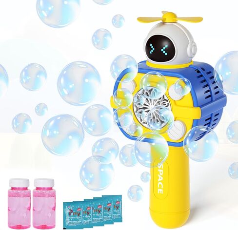Automatic Bubble Maker for Boys Girls 3+, YEEFIGRO Bubble Gun, Space Theme with Neck Strap, Childhood Toys, for Playground Birthday Party Garden,Bubbles Machine,Kids Summer Present in Saudi Arabia