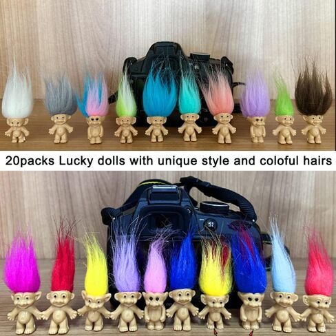 شخصيات مصغرة من PVC عتيقة من Trolls Lucky Doll مقاس 1.2 بوصة، مجموعة من الرجال الصغار اللطيفين، مشروع مدرسي، حرف فنية، هدايا الحفلات (10 عبوات) in Kuwait