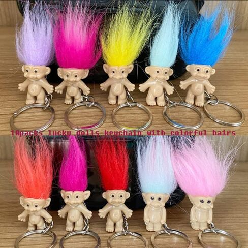 شخصيات مصغرة من PVC عتيقة من Trolls Lucky Doll مقاس 1.2 بوصة، مجموعة من الرجال الصغار اللطيفين، مشروع مدرسي، حرف فنية، هدايا الحفلات (10 عبوات) in Kuwait