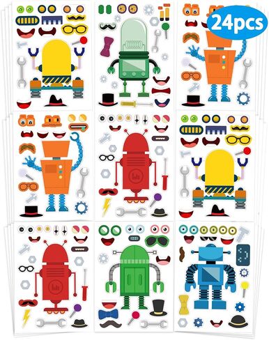 24 Pcs Make Your Own Sticker Sheets for Kids, Mix and Match Animal Face Stickers for Kids 3-5, 4-8, Toddlers Crafts Activities Gifts Goodie Bags Birthday Party Favors for Toddlers 2-4 Years in Saudi Arabia