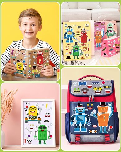 24 Pcs Make Your Own Sticker Sheets for Kids, Mix and Match Animal Face Stickers for Kids 3-5, 4-8, Toddlers Crafts Activities Gifts Goodie Bags Birthday Party Favors for Toddlers 2-4 Years in Saudi Arabia