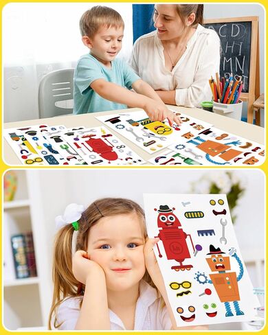 24 Pcs Make Your Own Sticker Sheets for Kids, Mix and Match Animal Face Stickers for Kids 3-5, 4-8, Toddlers Crafts Activities Gifts Goodie Bags Birthday Party Favors for Toddlers 2-4 Years in Saudi Arabia