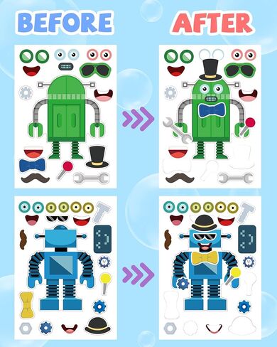 24 Pcs Make Your Own Sticker Sheets for Kids, Mix and Match Animal Face Stickers for Kids 3-5, 4-8, Toddlers Crafts Activities Gifts Goodie Bags Birthday Party Favors for Toddlers 2-4 Years in Saudi Arabia