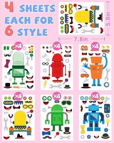 24 Pcs Make Your Own Sticker Sheets for Kids, Mix and Match Animal Face Stickers for Kids 3-5, 4-8, Toddlers Crafts Activities Gifts Goodie Bags Birthday Party Favors for Toddlers 2-4 Years in Saudi Arabia