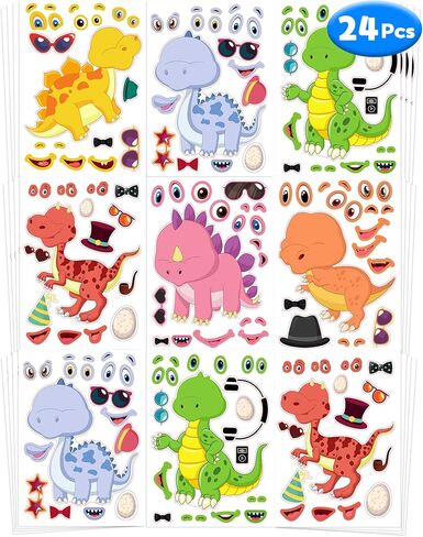 24 Pcs Make Your Own Sticker Sheets for Kids, Mix and Match Animal Face Stickers for Kids 3-5, 4-8, Toddlers Crafts Activities Gifts Goodie Bags Birthday Party Favors for Toddlers 2-4 Years in Saudi Arabia