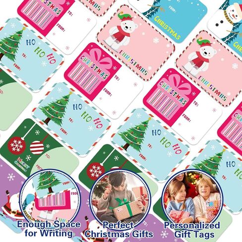 300PCS Christmas Name Tags Stickers, Self-Adhesive Christmas Gift Tags Stickers for Gifts Wrappings Christmas Gift Labels Stickers for Presents Boxes Bags Envelopes Holiday Decoration in Kuwait