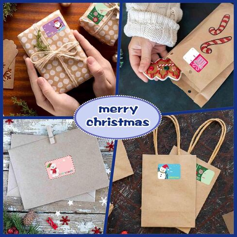300PCS Christmas Name Tags Stickers, Self-Adhesive Christmas Gift Tags Stickers for Gifts Wrappings Christmas Gift Labels Stickers for Presents Boxes Bags Envelopes Holiday Decoration in Kuwait