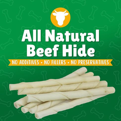 Lucky Premium Treats Plain Rawhide Sticks – All-Natural Rawhide Dog Treats for Small Dogs, Gluten Free Premium Small Dog Treats (25 Chews) in Saudi Arabia