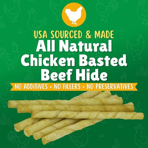 Lucky Premium Treats Plain Rawhide Sticks – All-Natural Rawhide Dog Treats for Small Dogs, Gluten Free Premium Small Dog Treats (25 Chews) in Saudi Arabia