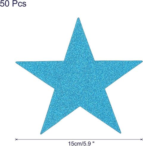 MECCANIXITY Glitters Star Cutouts Paper Five Star Confetti Cutouts for Birthday Party Classroom Wedding Bulletin Board Wall Decorations 5.3 Inches,(Dark Blue) Pack of 50 in Kuwait