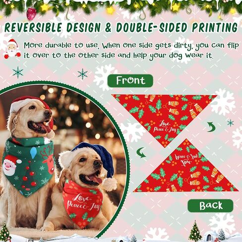 5 Pack Christmas Dog Bandanas Reversible Holiday Triangle Scarf Bibs Washable Puppy Kerchief Adjustable Pet Costume Accessories for Small Medium Large Dogs Cats(Elk) in Saudi Arabia