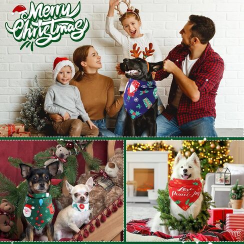 5 Pack Christmas Dog Bandanas Reversible Holiday Triangle Scarf Bibs Washable Puppy Kerchief Adjustable Pet Costume Accessories for Small Medium Large Dogs Cats(Elk) in Saudi Arabia