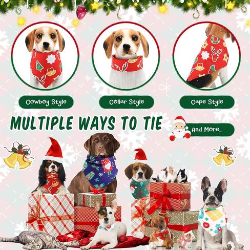 5 Pack Christmas Dog Bandanas Reversible Holiday Triangle Scarf Bibs Washable Puppy Kerchief Adjustable Pet Costume Accessories for Small Medium Large Dogs Cats(Elk) in Saudi Arabia