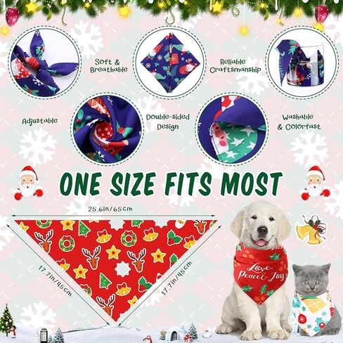 5 Pack Christmas Dog Bandanas Reversible Holiday Triangle Scarf Bibs Washable Puppy Kerchief Adjustable Pet Costume Accessories for Small Medium Large Dogs Cats(Elk) in Saudi Arabia