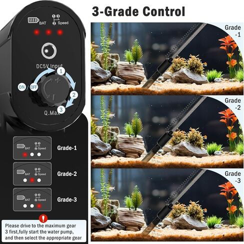 منظف ​​الحصى الكهربائي القابل لإعادة الشحن من AQQA، أدوات تنظيف خزان الأسماك لتدفق المياه قابلة للتعديل، منظف الحصى الكهربائي لحوض السمك، مضخة قوية، رمل الغسيل، مغير المياه، إزالة الأوساخ (S) in Kuwait