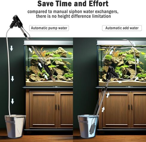 منظف ​​الحصى الكهربائي القابل لإعادة الشحن من AQQA، أدوات تنظيف خزان الأسماك لتدفق المياه قابلة للتعديل، منظف الحصى الكهربائي لحوض السمك، مضخة قوية، رمل الغسيل، مغير المياه، إزالة الأوساخ (S) in Kuwait