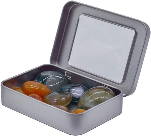 6 Pieces tin can Mini Box with Metal Storage case lid Silver Transparent Rectangular Container Accessory Storage Miscellaneous Goods Storage in Saudi Arabia